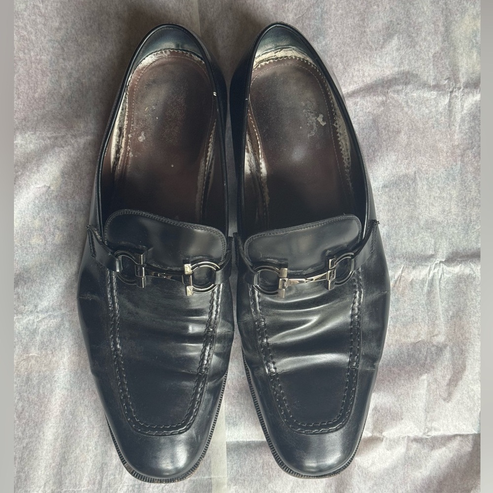 Salvatore Ferragamo Leather Gancini Bit Loafer Shoe 12 EE Luxe Driving  Loafers